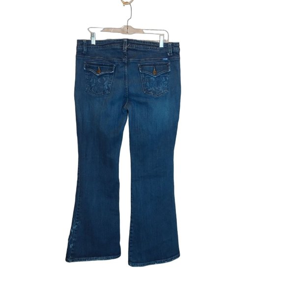 Women's Lilu Wide Leg Embroidered Floral Stretch Low Rise Jeans Sz. 15 - Picture 2 of 9